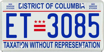 DC license plate ET3085