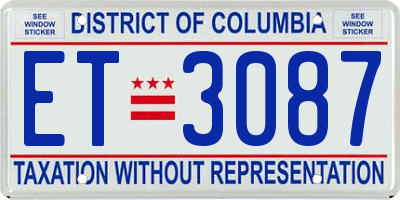 DC license plate ET3087