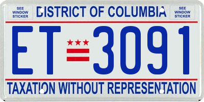 DC license plate ET3091