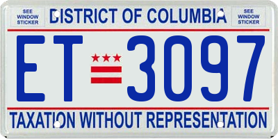 DC license plate ET3097