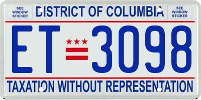 DC license plate ET3098