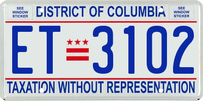 DC license plate ET3102