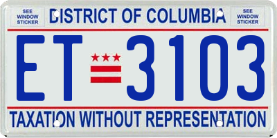 DC license plate ET3103
