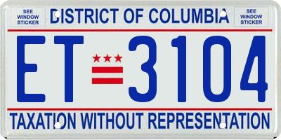 DC license plate ET3104