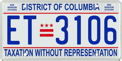 DC license plate ET3106
