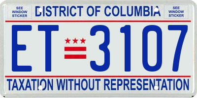 DC license plate ET3107