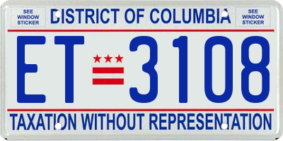 DC license plate ET3108