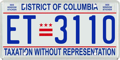 DC license plate ET3110