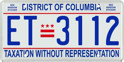 DC license plate ET3112