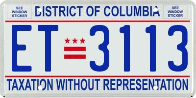 DC license plate ET3113