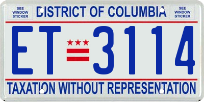 DC license plate ET3114