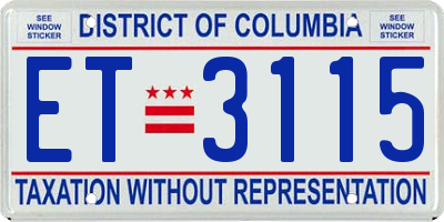DC license plate ET3115