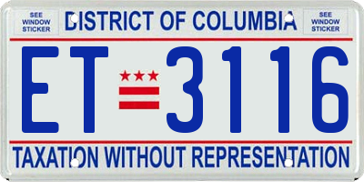 DC license plate ET3116