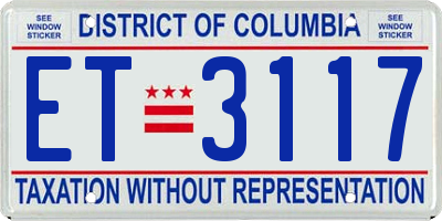 DC license plate ET3117