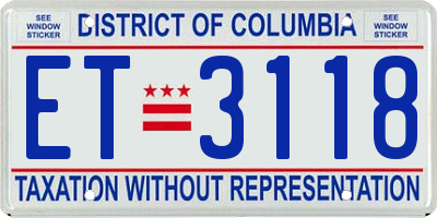 DC license plate ET3118