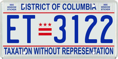 DC license plate ET3122