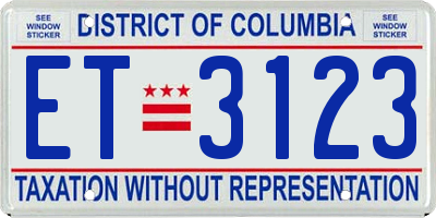 DC license plate ET3123