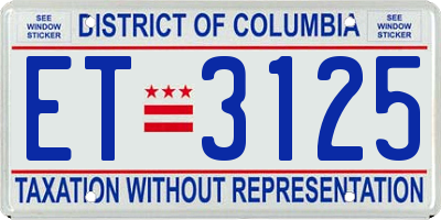 DC license plate ET3125