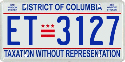 DC license plate ET3127