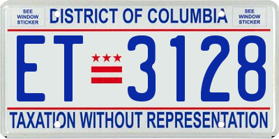 DC license plate ET3128