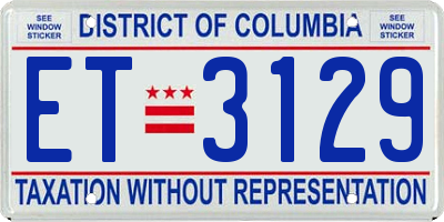 DC license plate ET3129