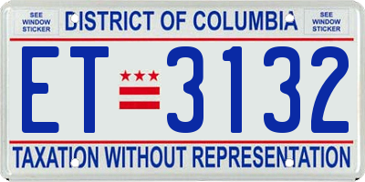 DC license plate ET3132