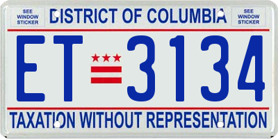 DC license plate ET3134