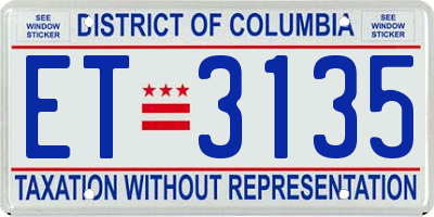 DC license plate ET3135