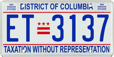 DC license plate ET3137