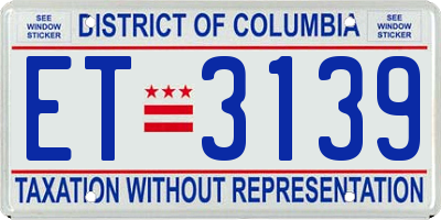 DC license plate ET3139