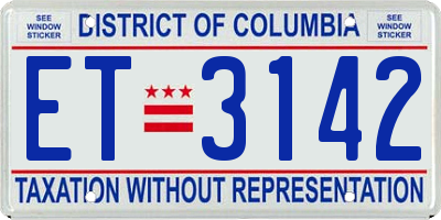 DC license plate ET3142