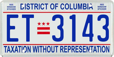 DC license plate ET3143