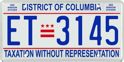 DC license plate ET3145