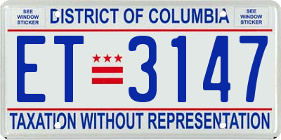 DC license plate ET3147