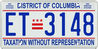 DC license plate ET3148
