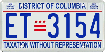 DC license plate ET3154