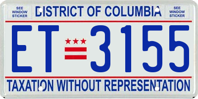 DC license plate ET3155