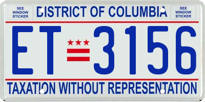 DC license plate ET3156