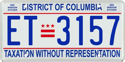 DC license plate ET3157