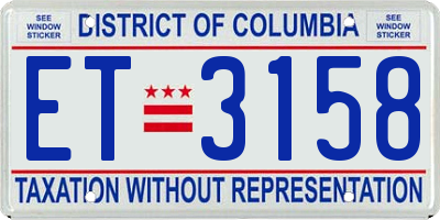 DC license plate ET3158