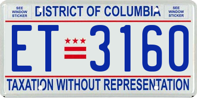 DC license plate ET3160