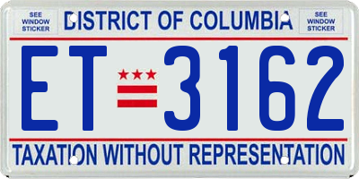 DC license plate ET3162