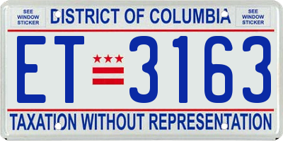 DC license plate ET3163