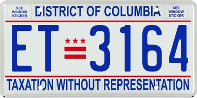 DC license plate ET3164