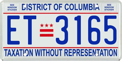 DC license plate ET3165