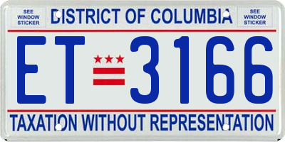 DC license plate ET3166