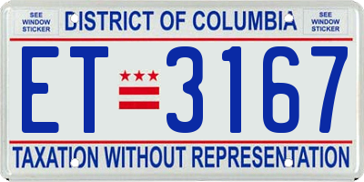 DC license plate ET3167