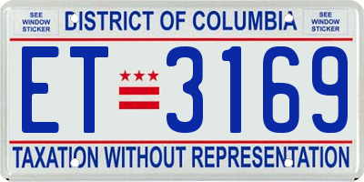 DC license plate ET3169