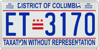 DC license plate ET3170