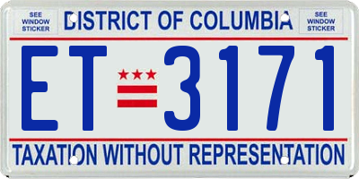 DC license plate ET3171